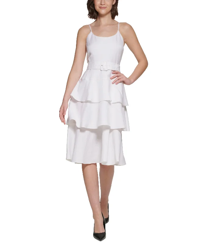 Unmissable Offer Karl Lagerfeld Paris Womens Tiered Midi Dress