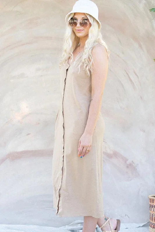 Don't Wait Khaki Stephanie Dress