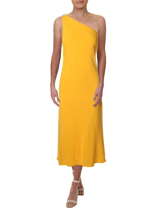 Deal of the Day Lauren Ralph Lauren Rhinestone Pin Single Shoulder Chiffon Dress
