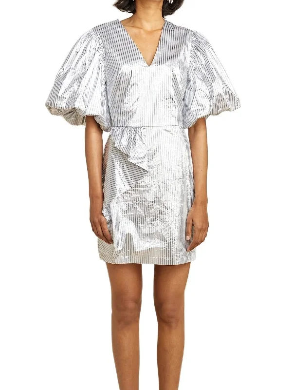 The Best Prices LILY DRESS SILVER BLACK STRIPE