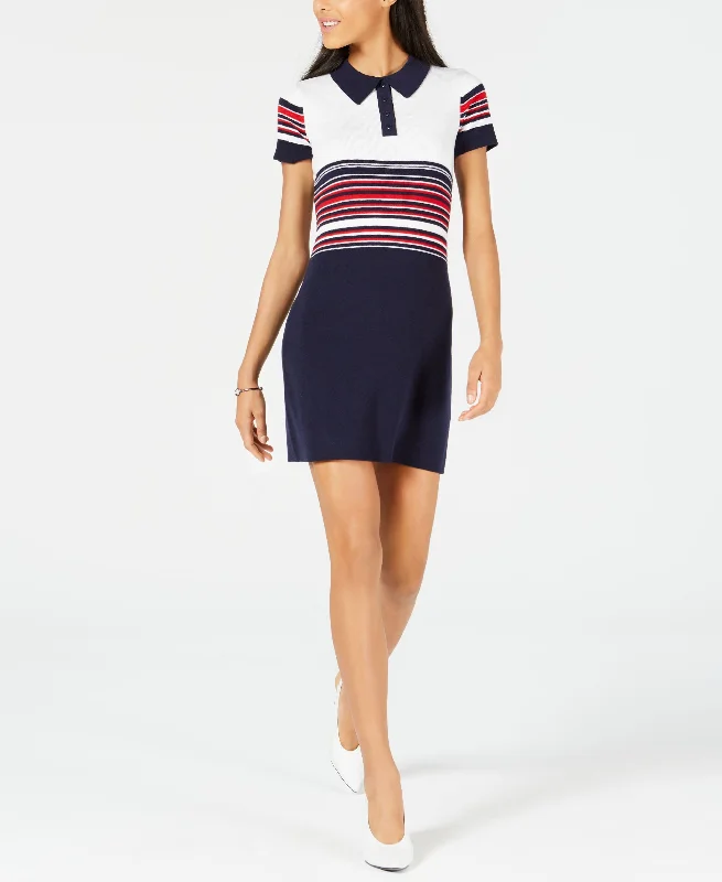 Best Seller Striped Polo Sweater Dress