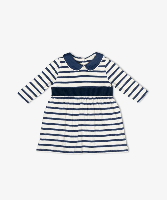Year-End Sale Marie Clare Baby Dress, Navy Stripe