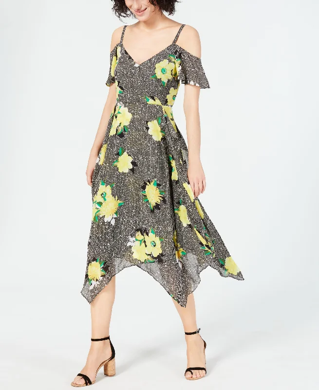 Deal Alert Mixed Print Cold Shoulder Dress