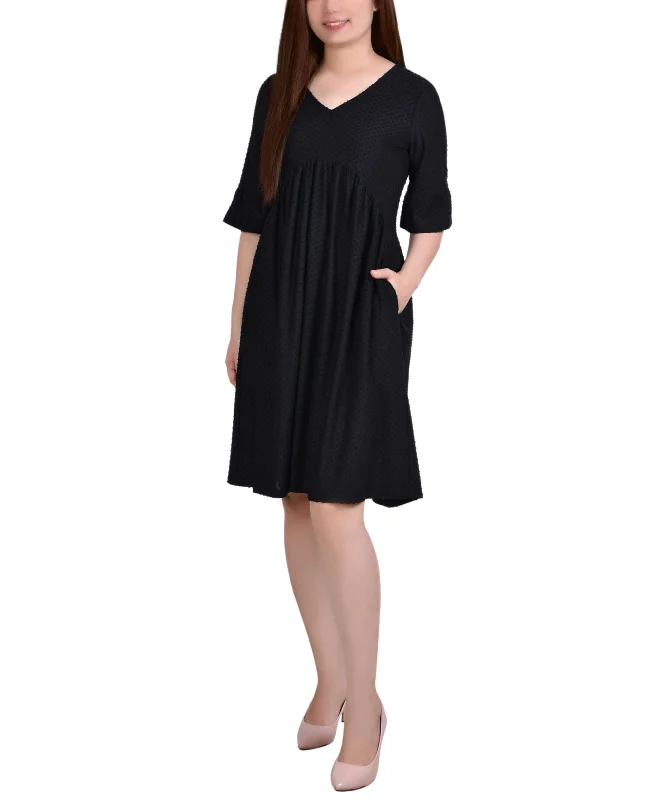 The Best Prices Petite Elbow Sleeve Swiss Dot Empire Dress