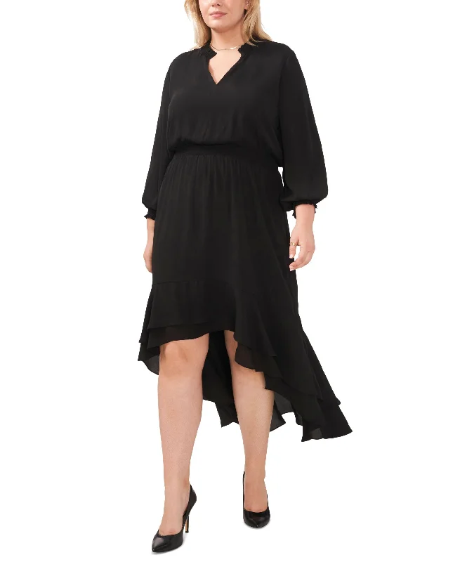 Weekend Special Plus Size Smocked-Trim High-Low Dress