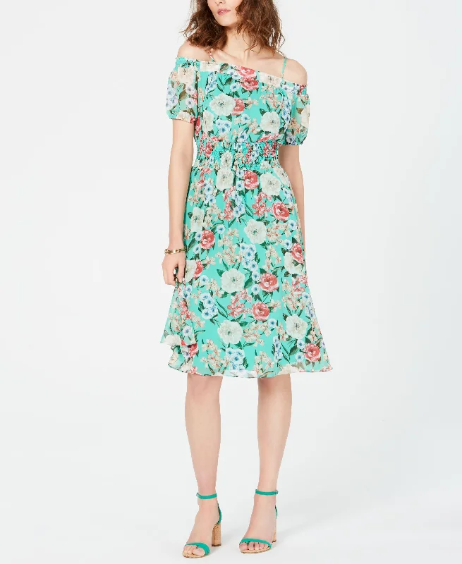 Limited Availability Printed Smocked Off The Shoulder Dress