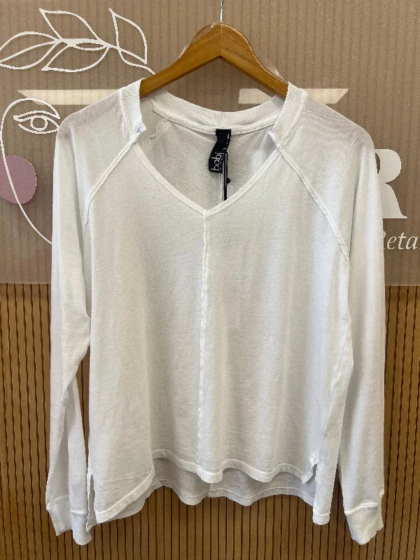 Don't Wait Bobi Ribbed V Neck Seam Detail Tee