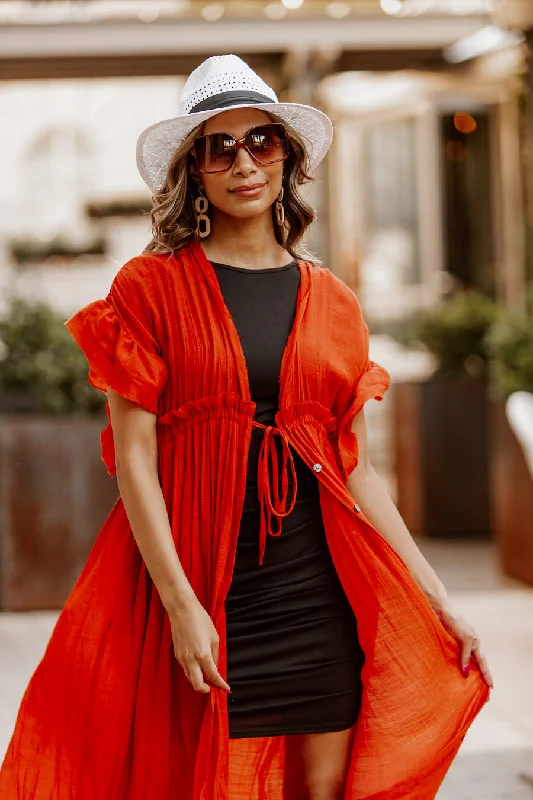 Price Buster RILEY BUTTON DOWN MAXI KIMONO IN RUST