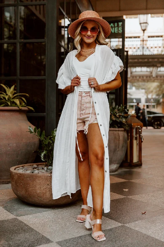 Price Drop Alert RILEY BUTTON DOWN MAXI KIMONO IN WHITE
