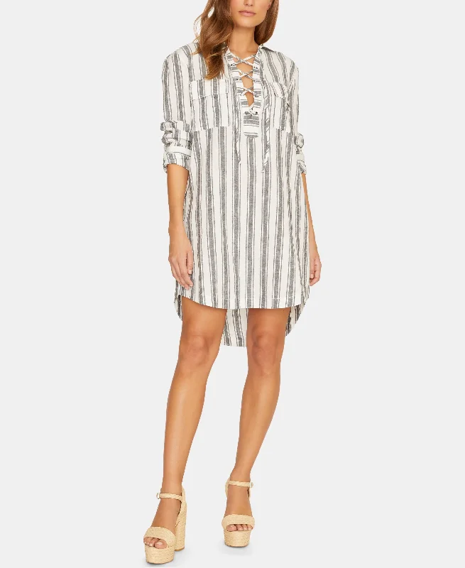 Extra Savings Sanctuary Staycation Striped Lace Up Dress