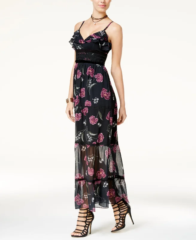 Today’s Special Shift Juniors Ruffled Velvet Trim Maxi Dress