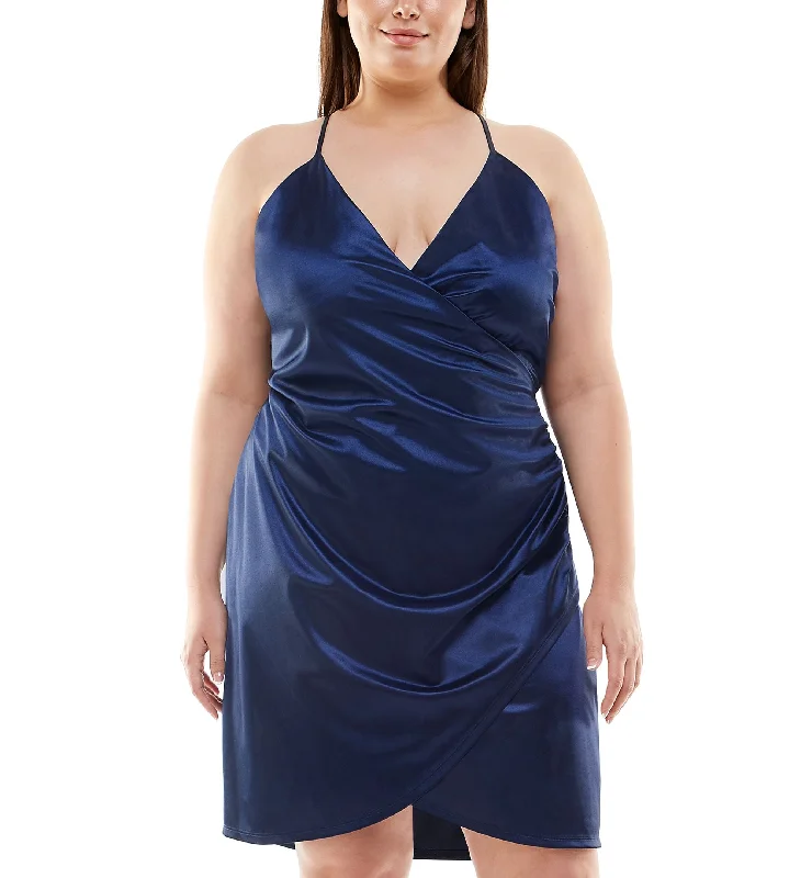 Super Savings Speechless Trendy Plus Size Satin Faux Wrap Dress