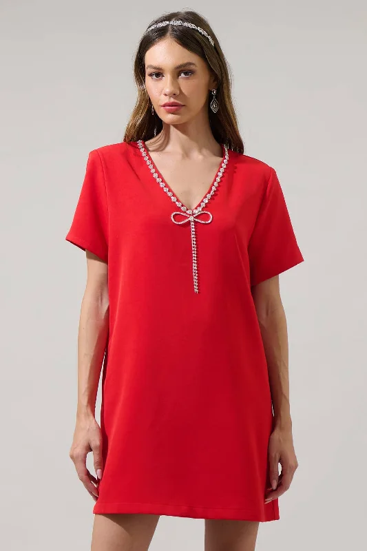 Savings Galore Stazie V-Neck Shift Mini Dress