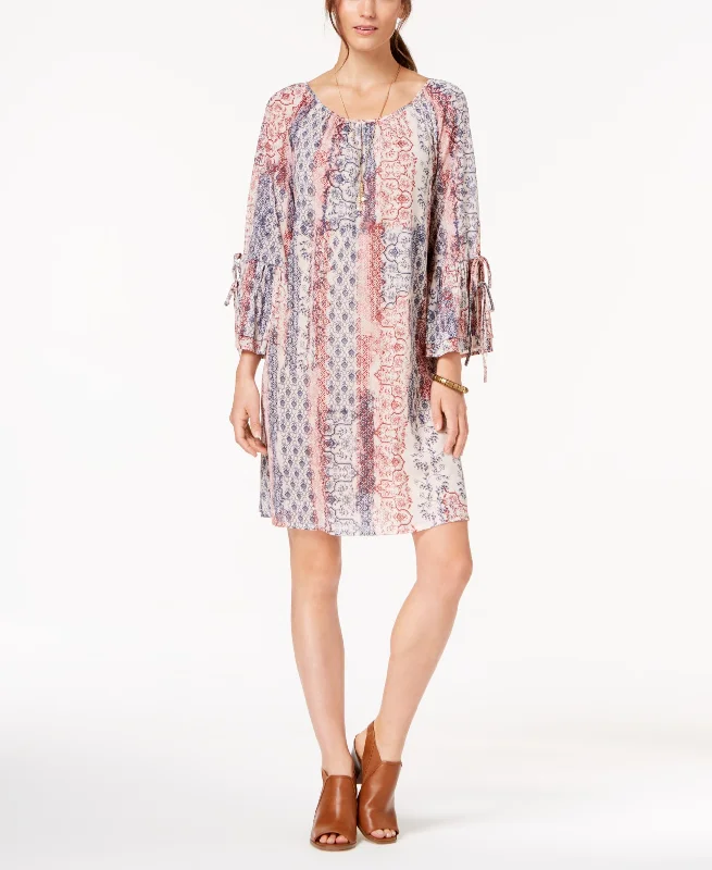 Markdowns Printed Bell-Sleeve Peasant Dress