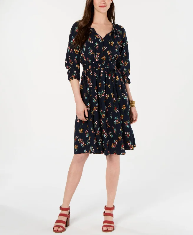 Low Prices Style & Co Printed Tassel Tie Midi Dress