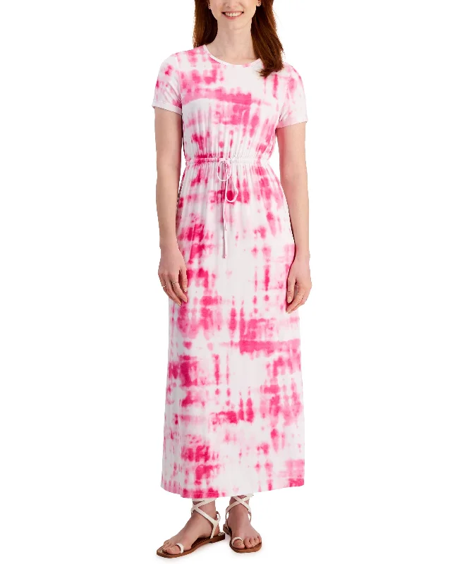 Loyalty Reward Style & Co Womens Printed Cinch Waist Maxi Dress