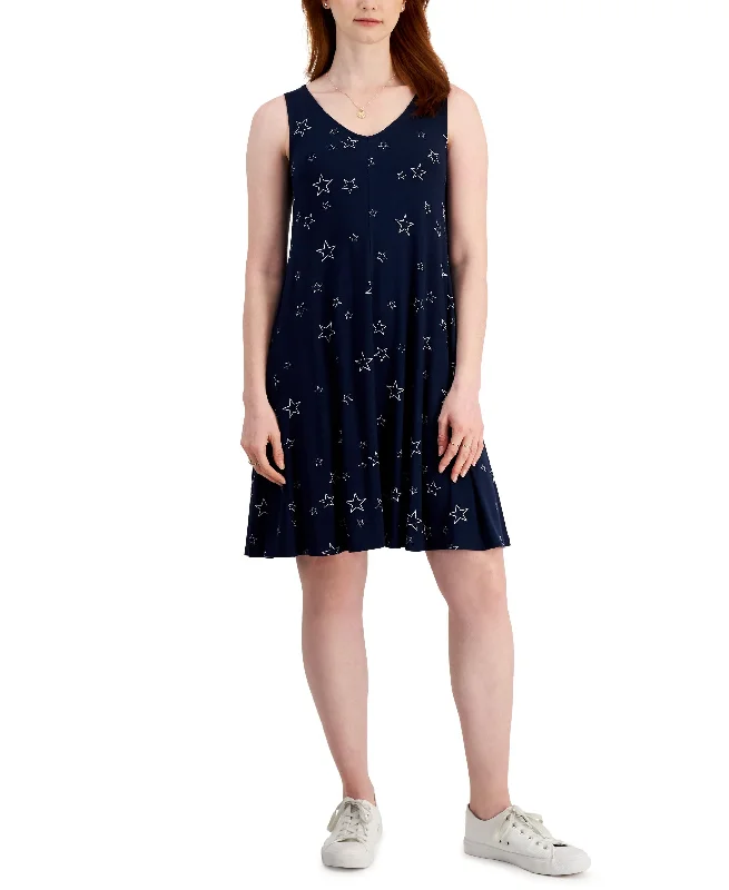 Limited Edition Style & Co Womens Printed Strappy Back Flip Flop Dress