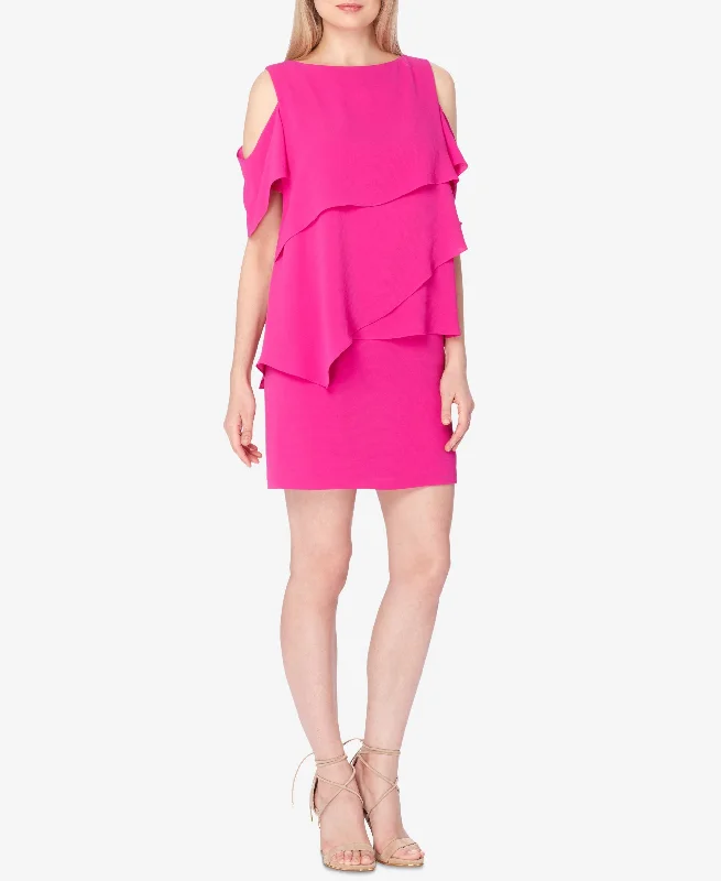 Stock Clearance Tahari Asl Tiered Cold Shoulder Dress