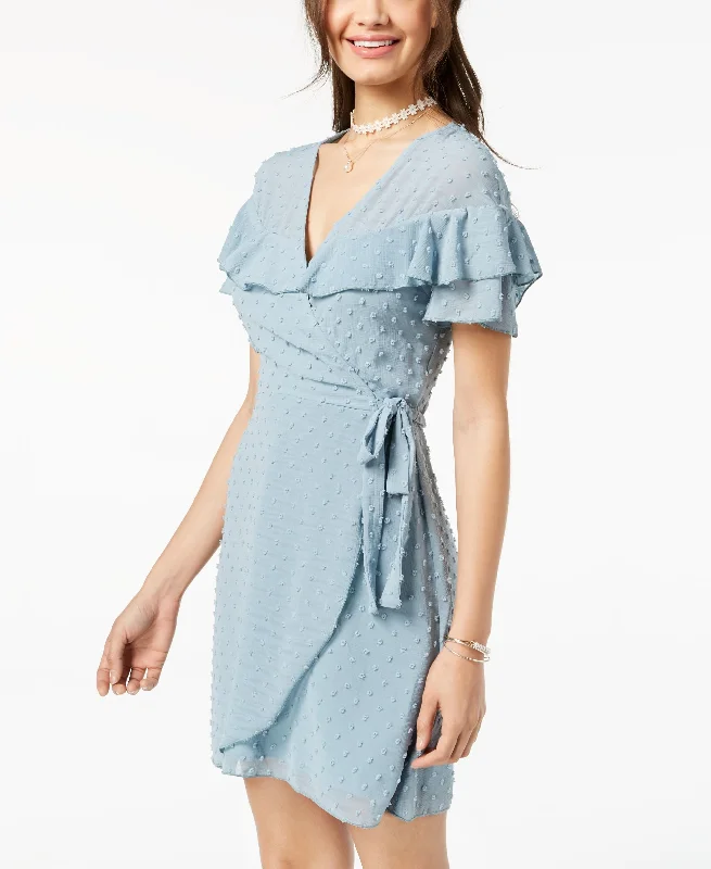 Flash Sale Teeze Me Juniors Ruffled Clip Dot Faux Wrap Dress