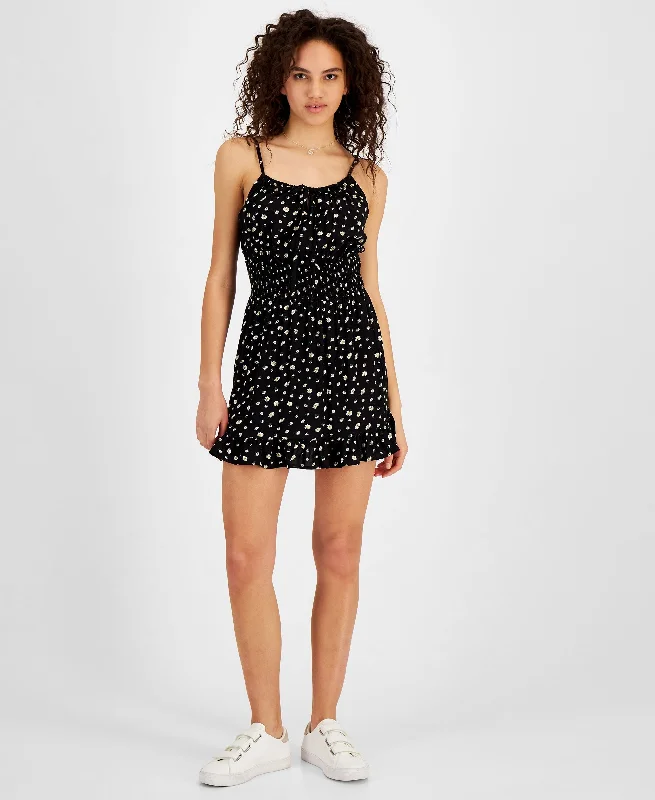 Price Buster Vanilla Star Juniors' Printed Smock-Waist Dress