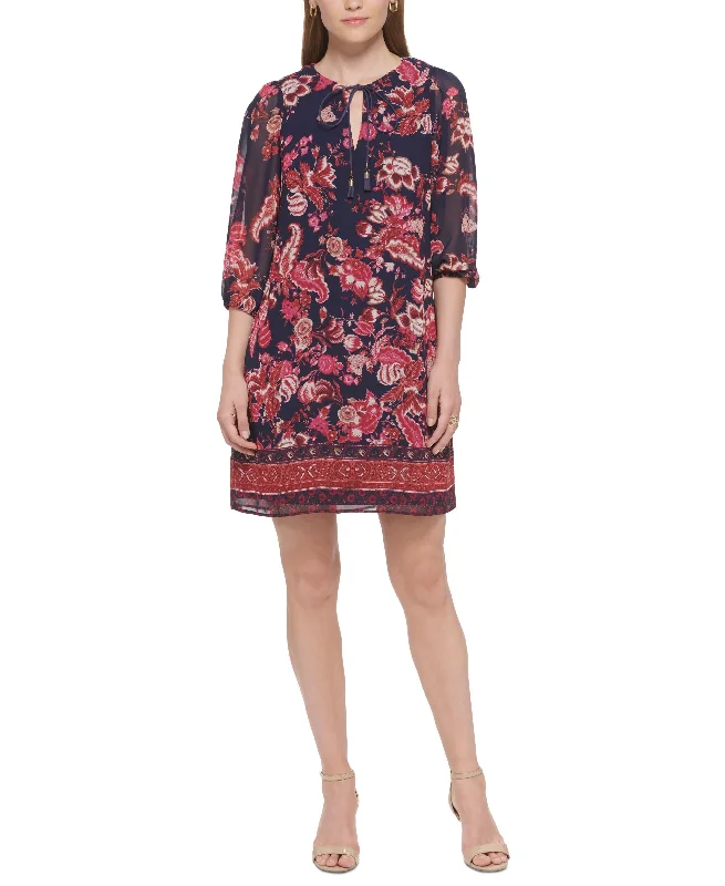 Instant Discount Vince Camuto Womens Printed Balloon Sleeve Chiffon Dress