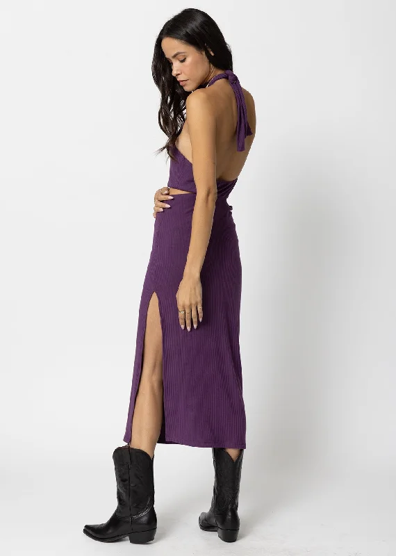 Savings Alert WIDE RIB HALTER CUT AWAY DRESS