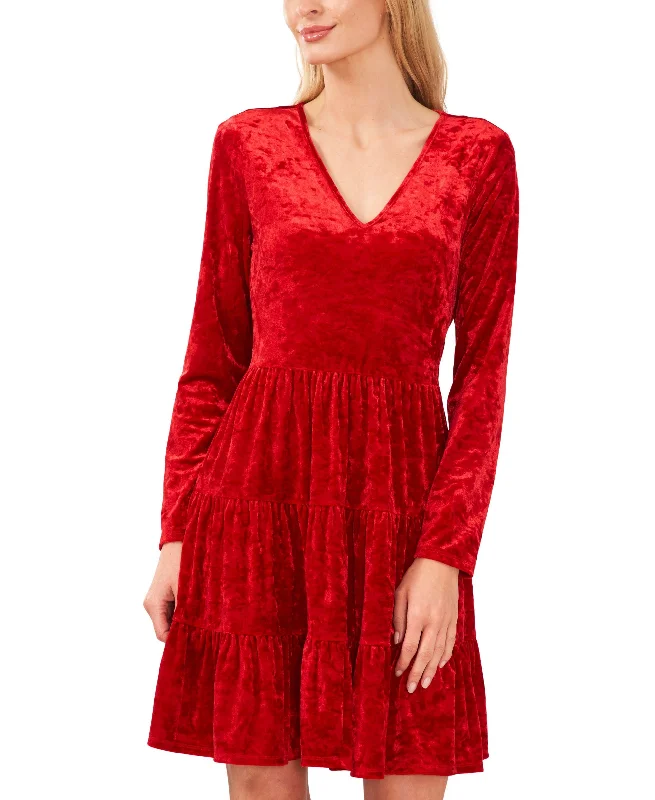 Exclusive Savings Women's Crushed Velvet Tiered Dress