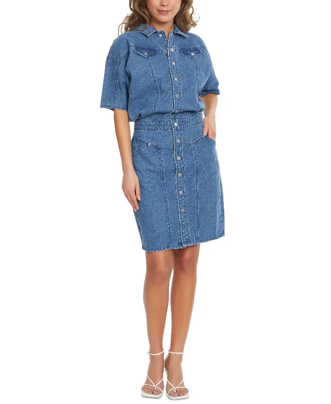 Hurry In Women's Gloria Vanderbilt x Christian Siriano Dolman-Sleeve Denim Dress
