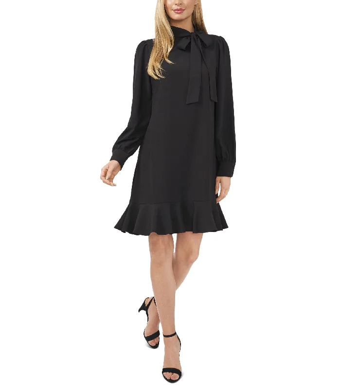 Price Reduction Women's Tie-Neck Ruffled-Hem Dress