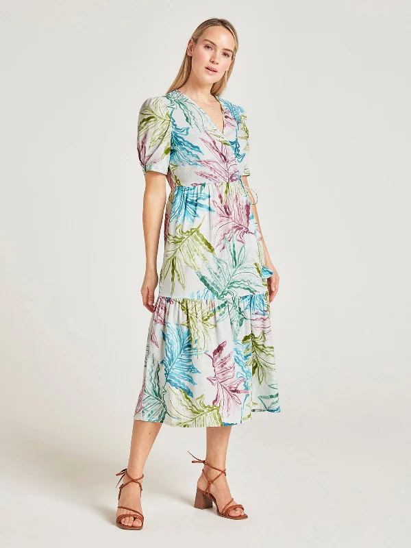 Exclusive Deal Thought Laurel Hemp Watercolour Wrap Dress | Multi